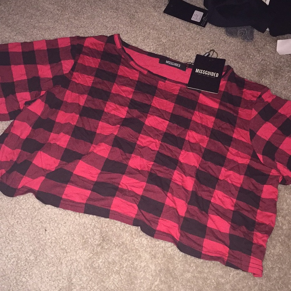 Misguided plaid crop top new